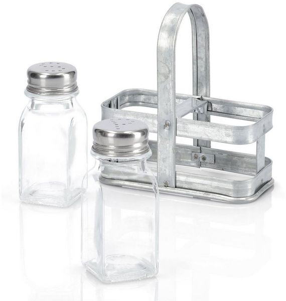 BOLTZE Salz- / Pfefferstreuer BOLTZE Salzstreuer und Pfefferstreuer incl Metalltragekorb H 12 cm