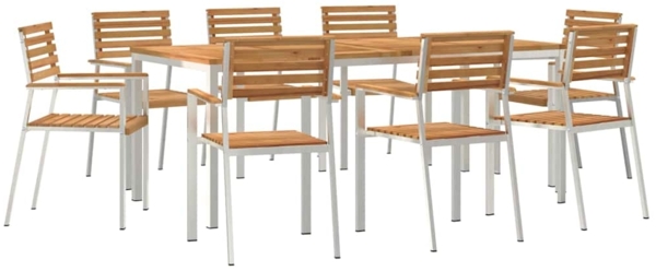 vidaXL Garten-Ess-Set 9 pcs Braun Massives Teakholz 3334788