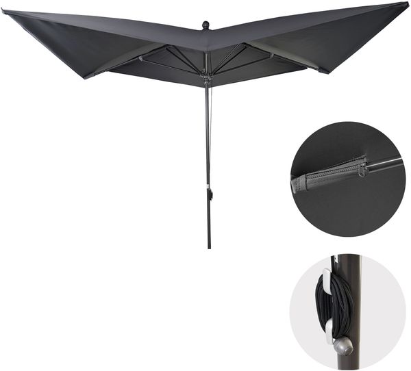 Luxus-Sonnenschirm HWC-A37, Marktschirm Gartenschirm, 3x3m (Ø4,24m) Polyester/Alu 10kg ~ anthrazit ohne Ständer