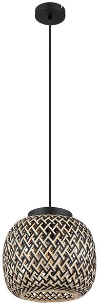 Pendelleuchte, Metall, Bambus, 1-Flammig, D 30 cm