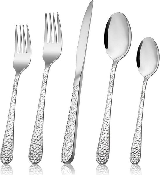 Agger Besteck-Set 20-teiliges Edelstahl-Besteckset mit Messer, Gabel und Löffel, 4 Personen, geeignet für Familienfeiern und den Einsatz im Restaurant