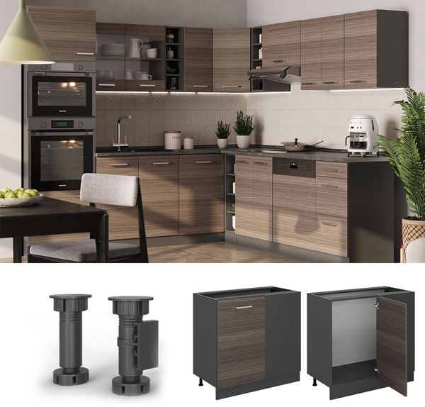 Eckunterschrank R-Line Edelgrau 86 cm ohne Arbeitsplatte Vicco Bild 3