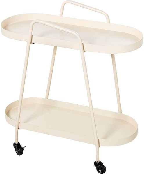 DRW Servierwagen mit Zwei Etagen aus Metall in Weiß, 60 x 28 x 61 cm