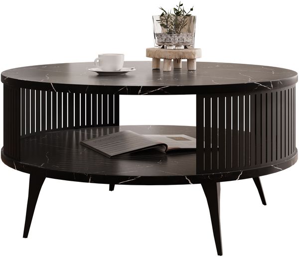 Mirjan24 'Rajkon' Couchtisch, Laminatplatte / Stahl schwarz, 75 x 75 x 44 cm Bild 3