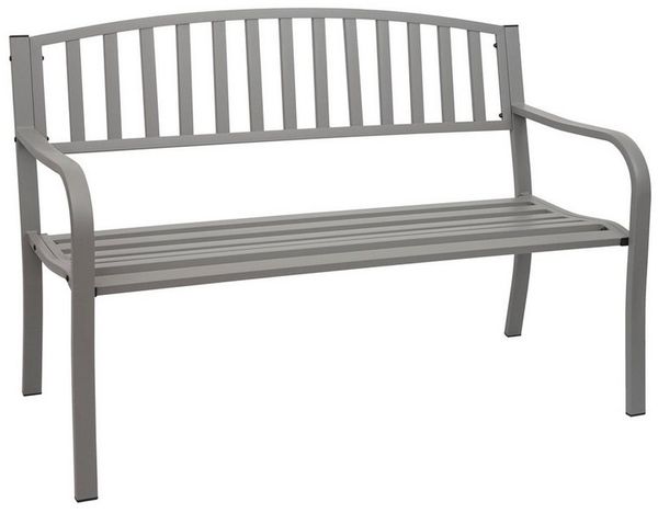 PROREGAL® Gartenbank 87 x 128 x 58 cm Bank Sitzbank 2-Sitzer pulverbeschichteter Stahl