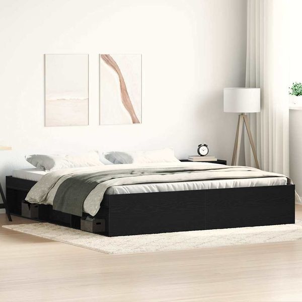 vidaXL Bettgestell ohne Matratze Schwarz Eichen-Optik 200x200 cm 3329336