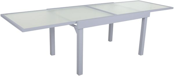 Gartentisch ADAM - Aluminium/Temperglas, Grau, 90x135x75cm | Ausziehtisch Esstisch Wetterfest Outdoor Tisch