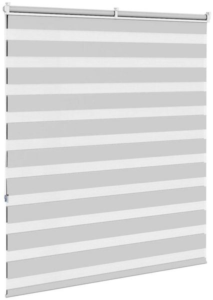 vidaXL Doppelrollo Hellgrau 135x150 cm Stoffbreite 130,9 cm Polyester 4014450 Bild 4