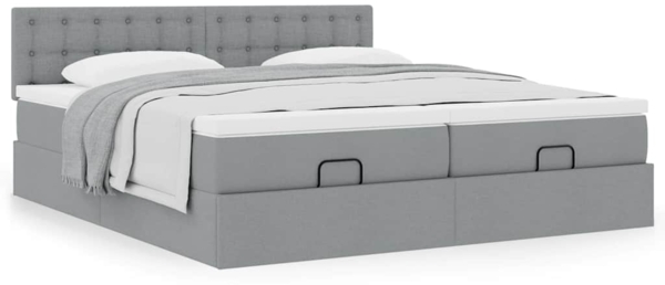 vidaXL Ottoman-Bett mit Matratzen Hellgrau 160x200 cm Stoff 3312029 Bild 3