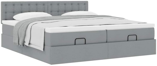 vidaXL Ottoman-Bett mit Matratzen Hellgrau 160x200 cm Stoff 3312029 Bild 4