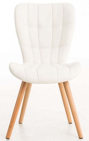 TPFLiving Esszimmerstuhl hochwertiger Besucherstuhl in modernem Design (Küchenstuhl - Esstischstuhl - Wohnzimmerstuhl - Polsterstuhl, 4 St), Gestell: Holz natura - Sitzfläche: Kunstleder weiß