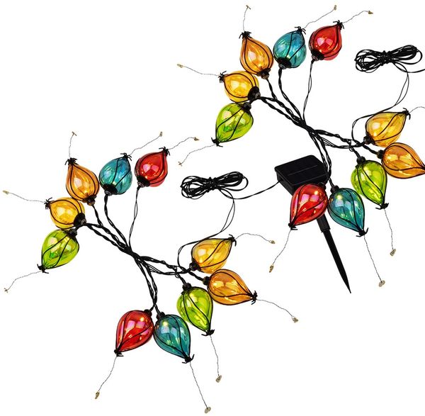 2x LED Solarleuchte, Lichterkette, Ballons, IP44, L 380 cm
