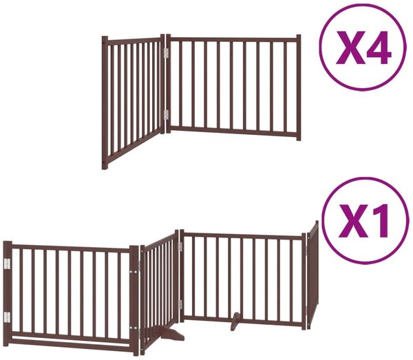 vidaXL 12-tlg. Hundetor mit Tür Faltbar Braun 960 cm Pappelholz 3155748 Bild 2