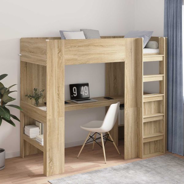 vidaXL Etagenbettgestell mit Schreibtisch Sonoma-Eiche 80 x 200 cm 3410445