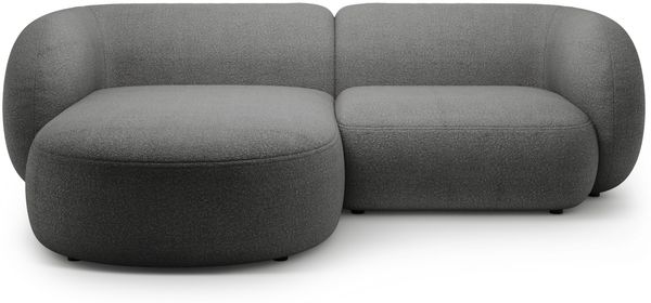Micadoni Ecksofa Kate 2-Sitzer Links Boucle Dunkelgrau