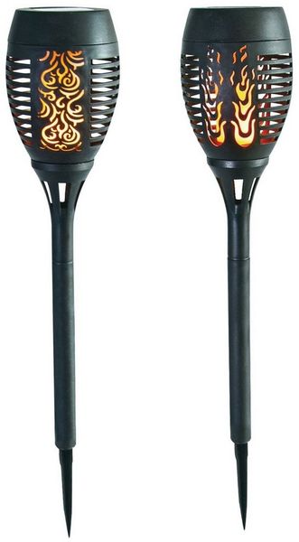 BURI Kugelleuchte Solar Gartenfackel Rattanoptik Gartenlampe Gartenlaterne Solarleuchte