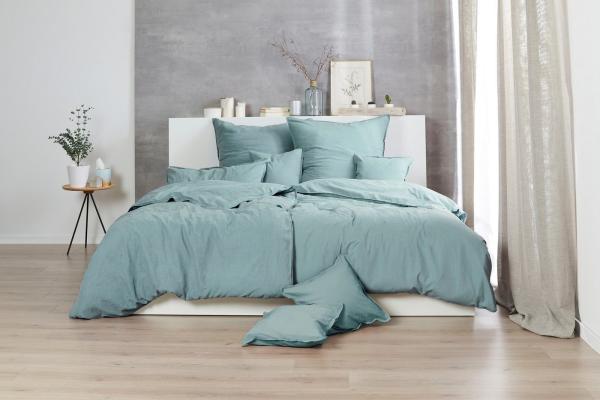 Hahn Renforce Bettwäsche 135x200 stonewashed grau-grün 123061-588