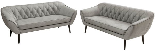 Wohnzimmerset Möbelset PIRS 3-3, Armlehnen, Wellenfederung, schwarze Füße, Dreisitzer Sofa, Polstermöbel Set - Hellgrau Velvet Bild 8
