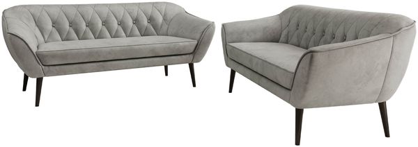 Wohnzimmerset Möbelset PIRS 3-3, Armlehnen, Wellenfederung, schwarze Füße, Dreisitzer Sofa, Polstermöbel Set - Hellgrau Velvet Bild 7