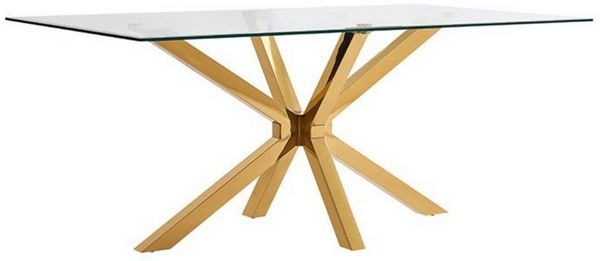 alesvelt Esstisch Terni mit edlen Edelstahlbeinen Glas/Marmoroptik Tischplatte 180cm (1-Tisch), 180 x 100 x 76 cm