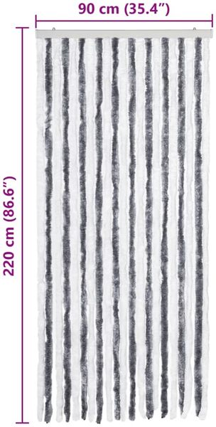 vidaXL Insektenschutz-Vorhang Grau und Weiß 90x220 cm Chenille 241224 Bild 7