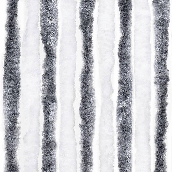 vidaXL Insektenschutz-Vorhang Grau und Weiß 90x220 cm Chenille 241224 Bild 6