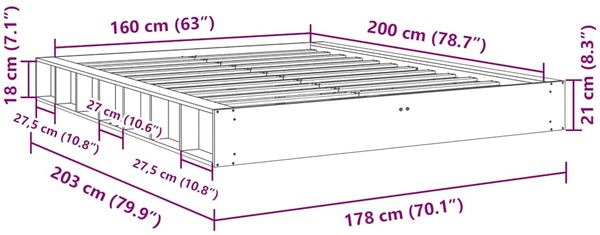 vidaXL Massivholzbett ohne Matratze 160x200 cm Eichenholz 3324125 Bild 11