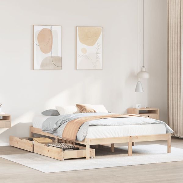 vidaXL Massivholzbett ohne Matratze 135x190 cm Kiefernholz 3301426