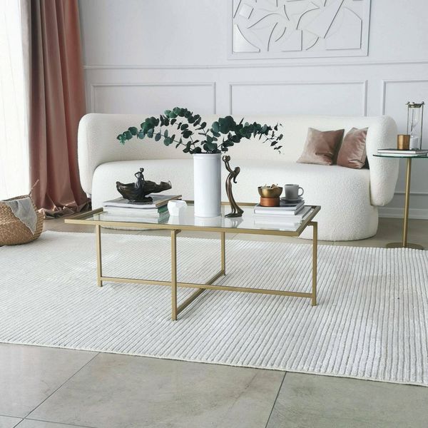 Dmora Couchtisch Dheneb 94 x 64 x 35h cm Gold Rechteckig