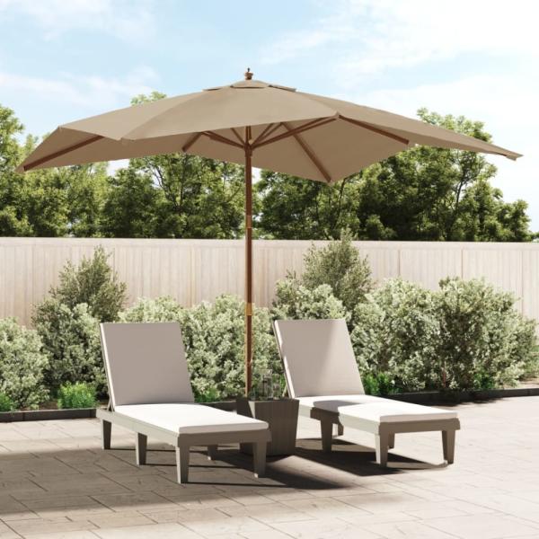 vidaXL Sonnenschirm mit Holzmast Taupe 300x300x273 cm 363194