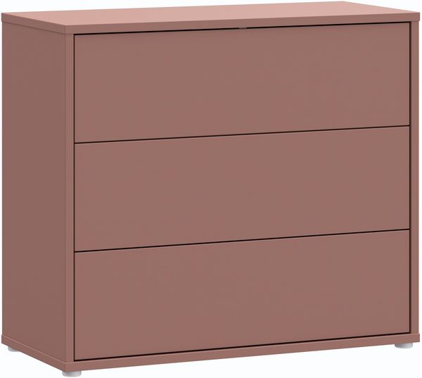 Forte ALICE SPRINGS Kommode 95 100, modernes Sideboard mit 3 Schubladen, Schlafzimmer, Wohnzimmer, Holzwerkstoff, Terrakotta, 94,8 cm breit x 83,1 cm hoch x 41,5 cm tief