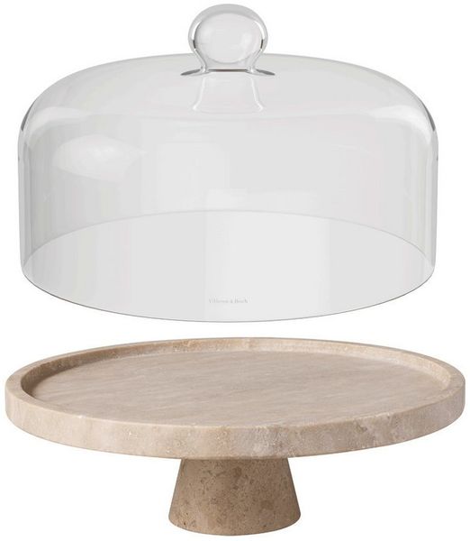 Villeroy & Boch Servierschüssel Manufacture Travertine, (Set, 2-tlg), Stein, 2 Stck, teils spülmasch. fest