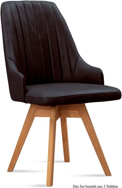 Esszimmerstuhl drehbar (2er-Set) Dotti 52x91x60 Eiche geölt/Espresso