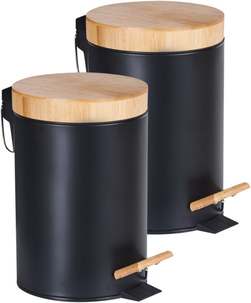 Tretmülleimer 2er Set 3 L ECOSMART Metall Schwarz