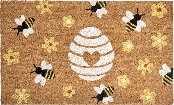 Fußmatte KIGALIK Naturfarben 50 x 80 cm Biene Blume Kokosfasern