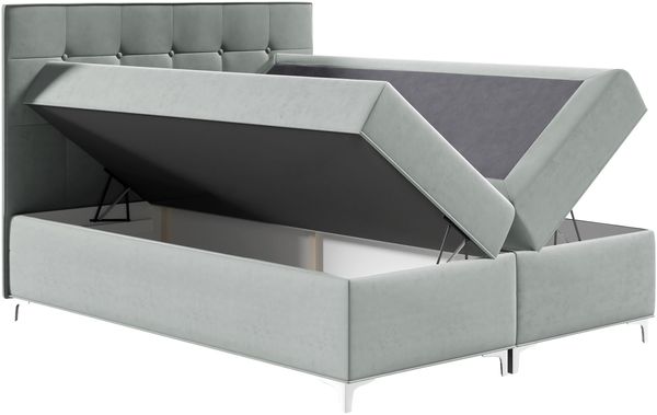 Boxspringbett 'Sokore', blau, 200x200 cm Bild 3