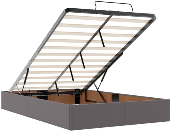 vidaXL Bettgestell mit Matratze Grau 120 x 190 cm Kunstleder 3399419 Bild 10