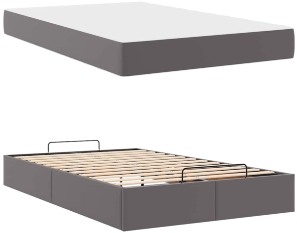 vidaXL Bettgestell mit Matratze Grau 120 x 190 cm Kunstleder 3399419 Bild 4