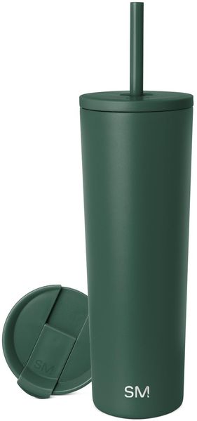 Simple Modern Thermobecher mit Strohhalm und Deckel | Trinkbecher mit Henkel Wiederverwendbare Edelstahl | Geschenke für Frauen und Männer | Classic | 830ml | Forest