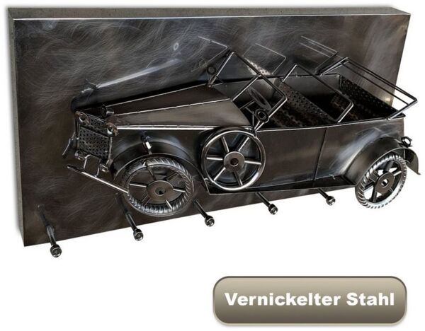 HAKU Wandgarderobe Große Hakenleiste mit Klassischem 3D Motiv - 3D Wandbild, 6 Haken, Einfache Montage, Vintage Deko, venickelter Stahl