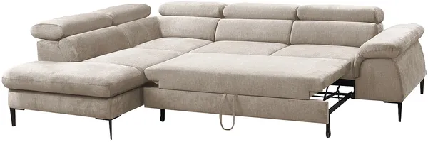 Vente-unique - SEPINA Sofa SamtStoff Beige - B 214 cm x H 75 cm x L 280 cm Bild 5