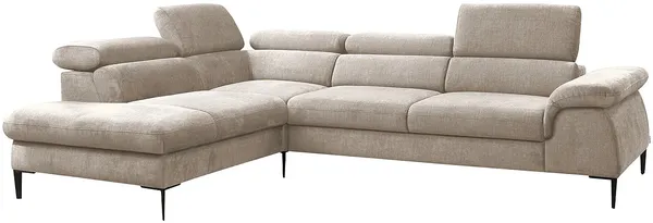 Vente-unique - SEPINA Sofa SamtStoff Beige - B 214 cm x H 75 cm x L 280 cm Bild 3