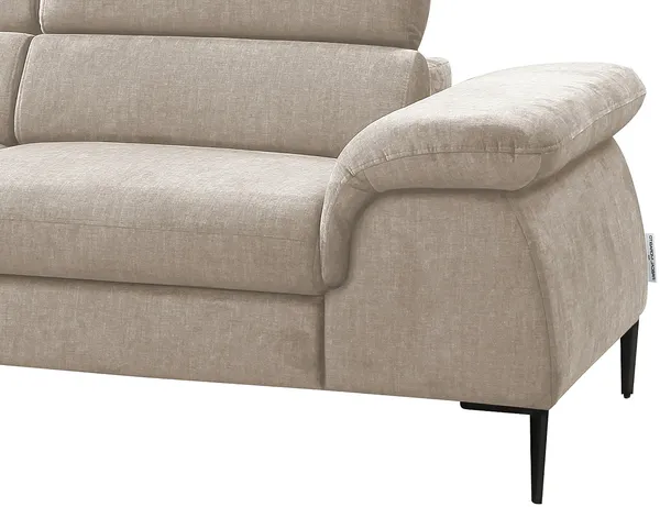 Vente-unique - SEPINA Sofa SamtStoff Beige - B 214 cm x H 75 cm x L 280 cm Bild 7