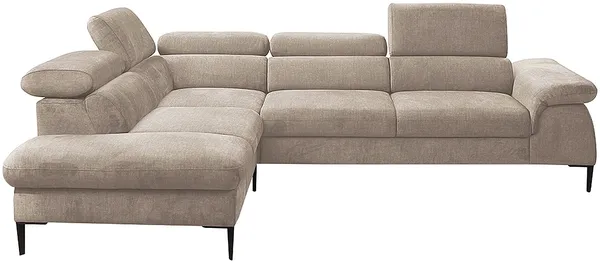 Vente-unique - SEPINA Sofa SamtStoff Beige - B 214 cm x H 75 cm x L 280 cm Bild 4