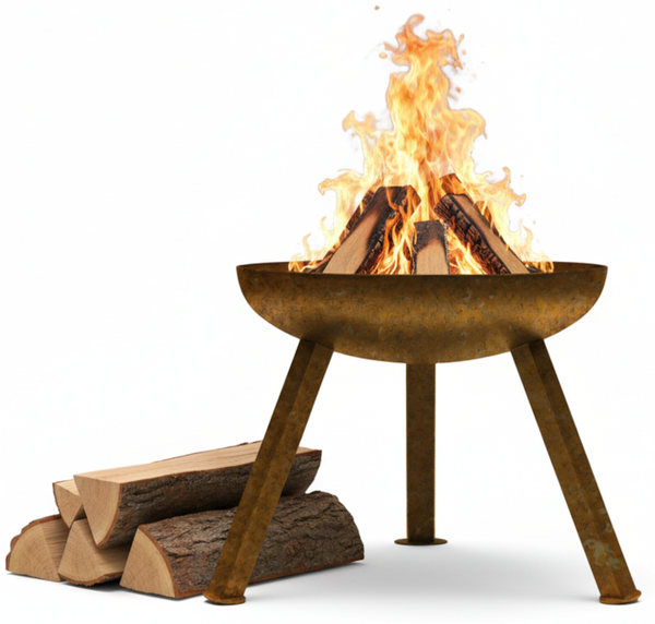 BOMBE Feuerbecken Corten – Feuerschale aus Cortenstahl 2,5 mm, 48 × 48 × 30 cm