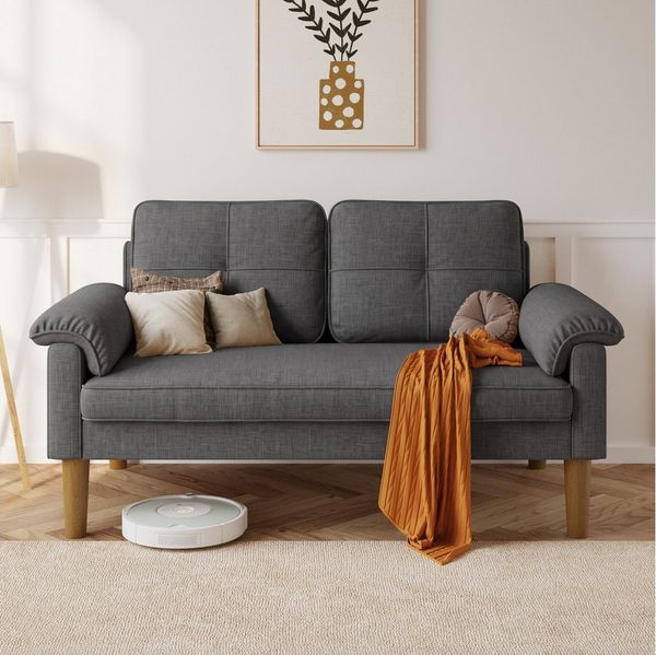 Bealife 2-Sitzer Kleine Couch, mit Armlehne und Seitentasche, 144 x 77 x 77 cm, Geeignet für kleine Apartments / Schlafzimmer.