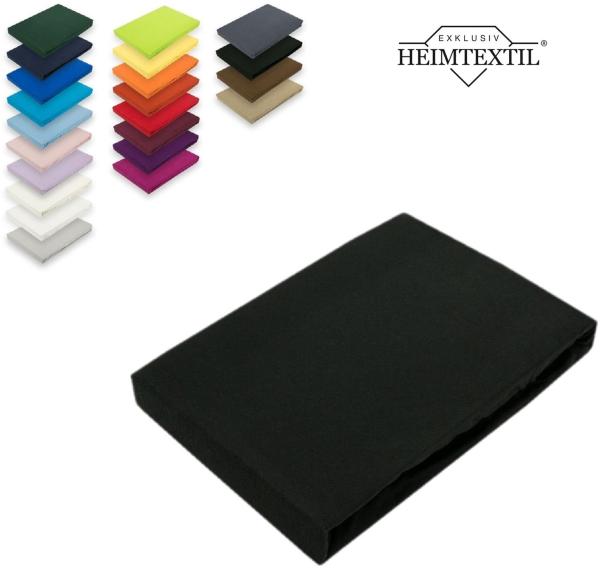 EXKLUSIV HEIMTEXTIL Marke Jersey Spannbettlaken 200 x 220 cm Schwarz 100% Baumwolle Öko - Tex Zertifiziert Bed-Sheet Bettlaken Spannbetttuch Topper Leinentuch