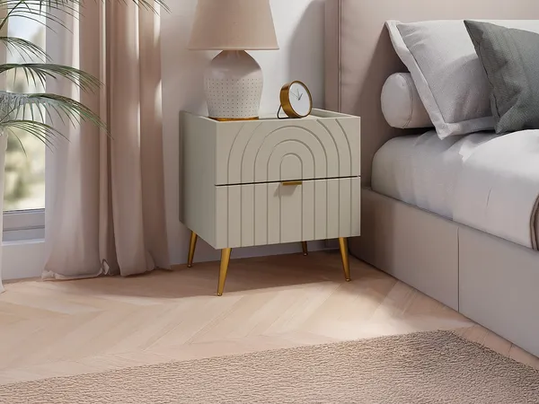 Vente-unique - NORSIM Bedside table Holz, Platte Beige - B 49,5 cm x H 40 cm x L 45 cm