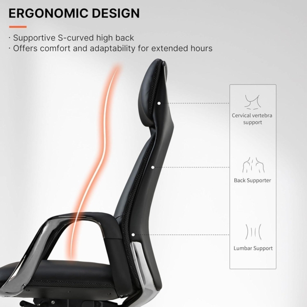 Chefsessel Bürostuhl Leder Schwarz Ergonomisch Business Lift Drehstuhl Bild 5