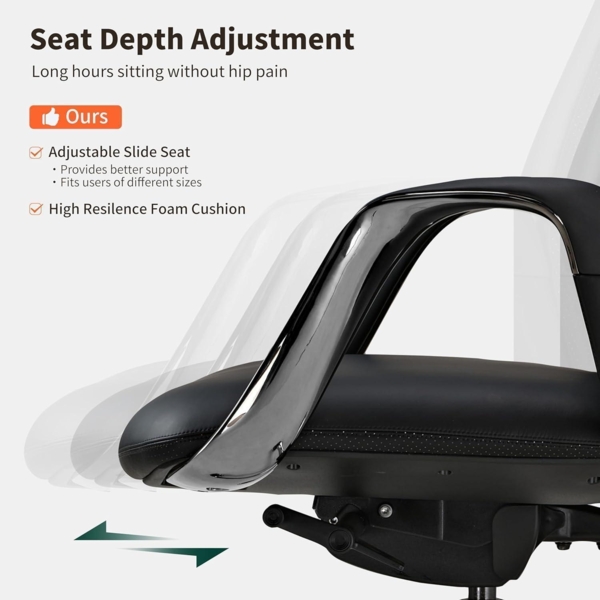 Chefsessel Bürostuhl Leder Schwarz Ergonomisch Business Lift Drehstuhl Bild 6